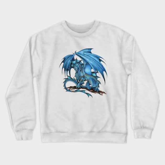 Powerful Blue Dragon Art Crewneck Sweatshirt by Sandra Staple